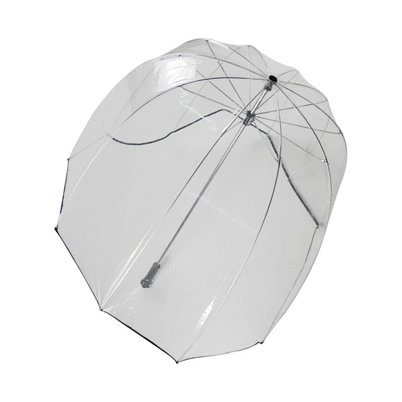 Innovation 30 inch Stick Helmet Style Clear Dome Umbrella Wood Straight Handle