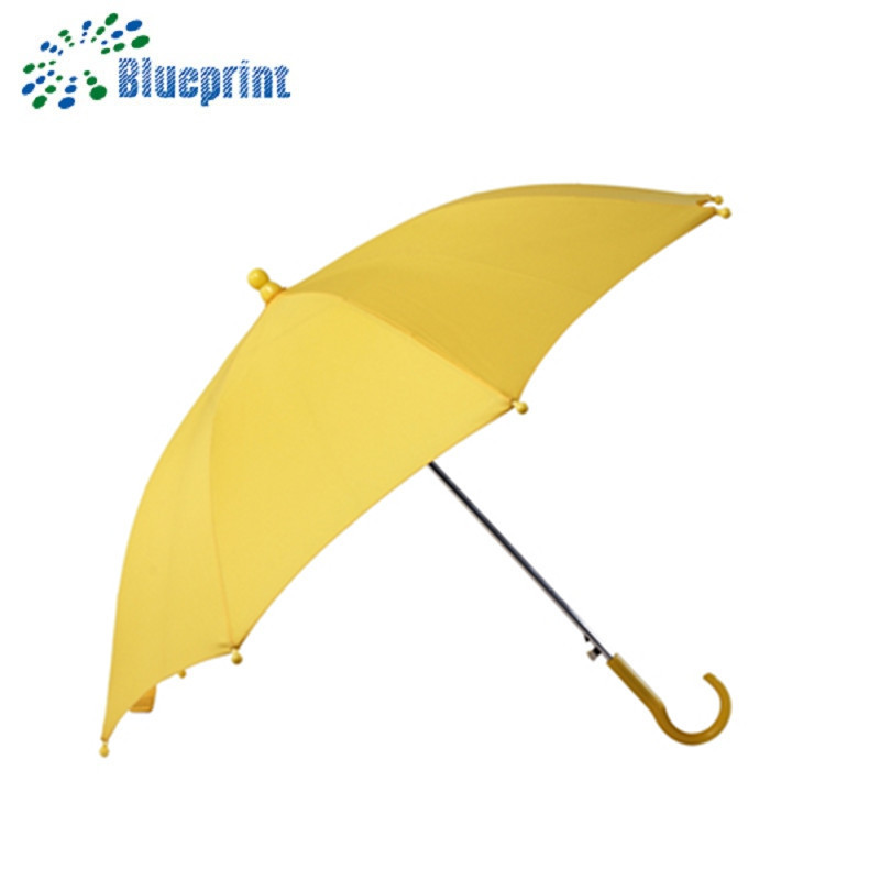 Custom Yellow Color Cartoon Kids Stick Umbrella For Children