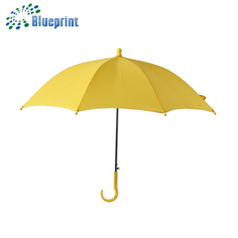 Custom Yellow Color Cartoon Kids Stick Umbrella For Children