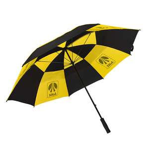 62 inch carbon fiber umbrella double layer black and yellow cheap golf umbrella