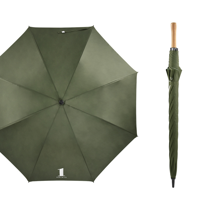 New Product Big Size Windproof UV protection Outdoor Hunting Golf Umbrella Straight Umbrella with Wooden Handle