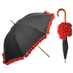 Special lace wedding stick umbrella parasol