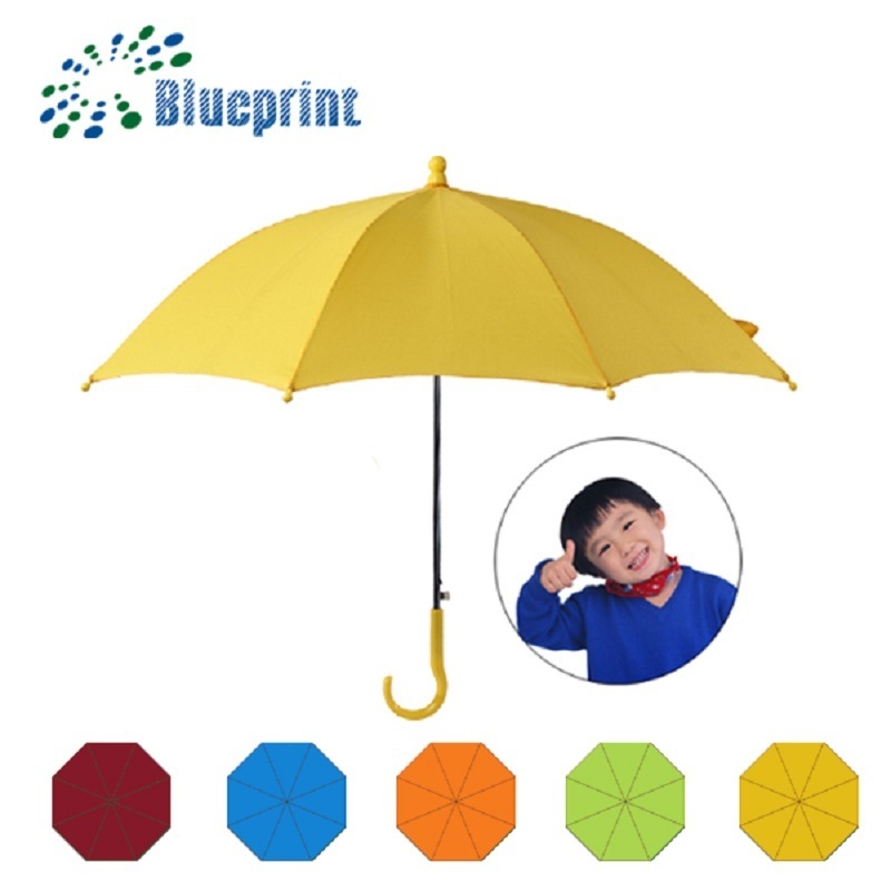 Custom Yellow Color Cartoon Kids Stick Umbrella For Children