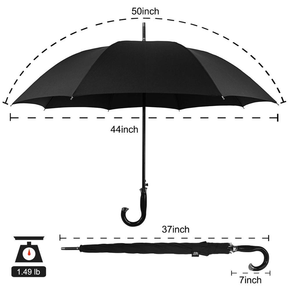 Manual close windproof classical sturdy stick umbrella J-handle