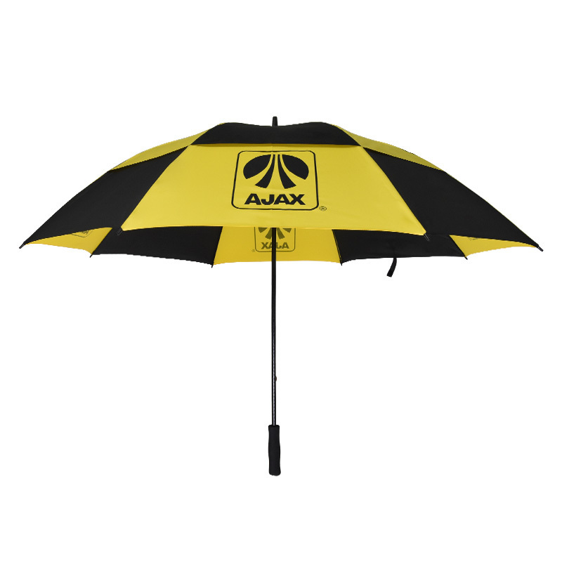 62 inch carbon fiber umbrella double layer black and yellow cheap golf umbrella