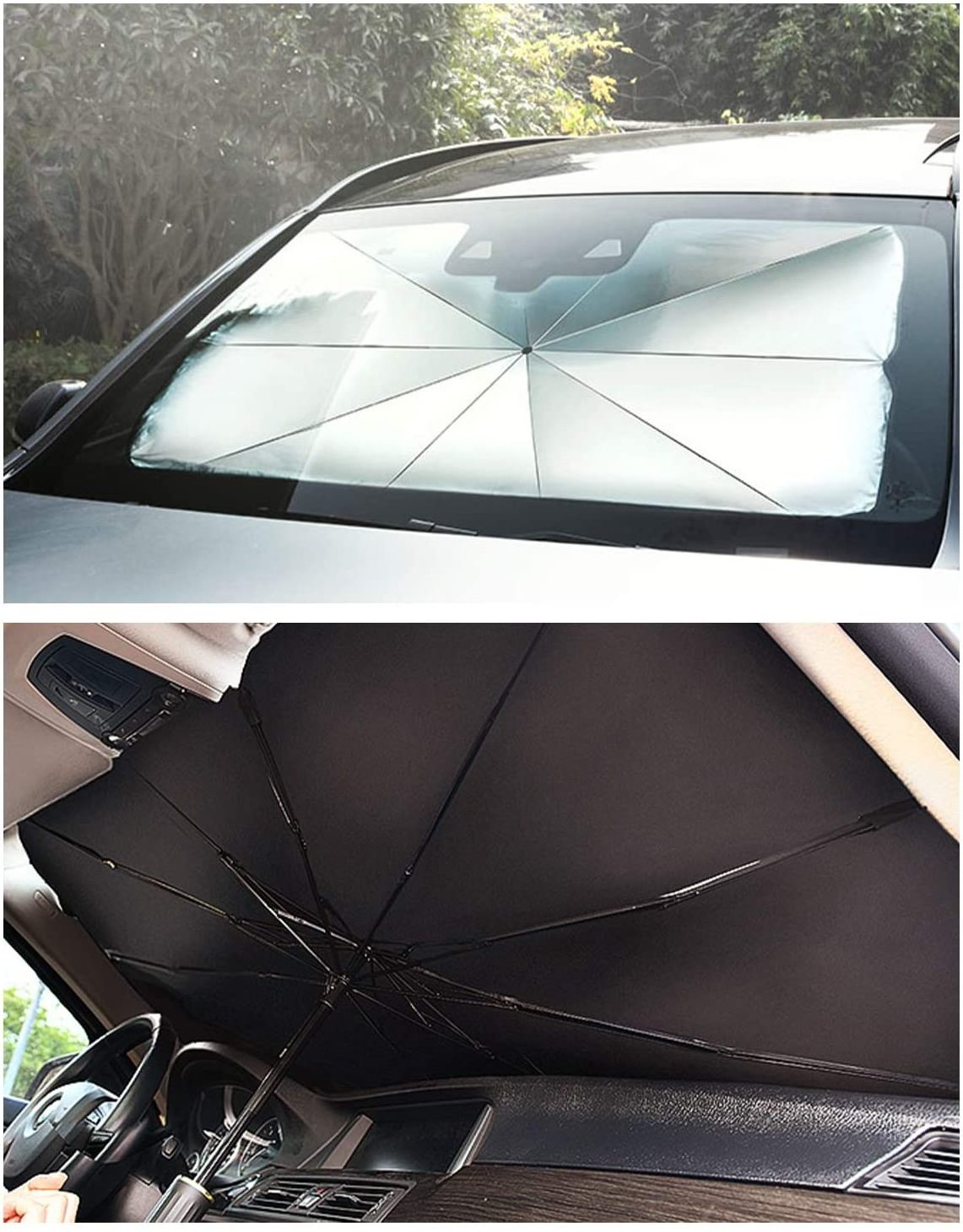 YEE PIN Car Windshield Sunshade for Universal Auto SUV Blocks UV Rays and Heat Sun Visor Protector Foldable Reflector Umbrella