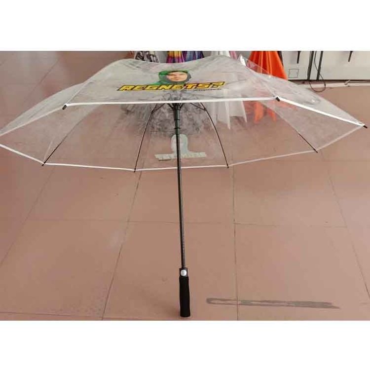 Big size 30inch clear POE/ PVC windproof transparent golf umbrella with shoulder strap