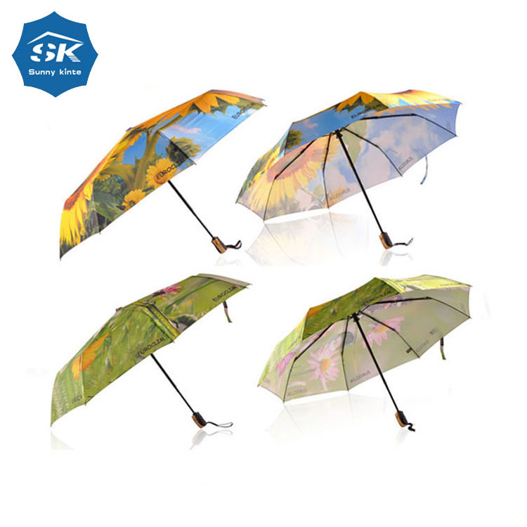 Collapsible compact pongee fabric for industrial bright sun umbrella