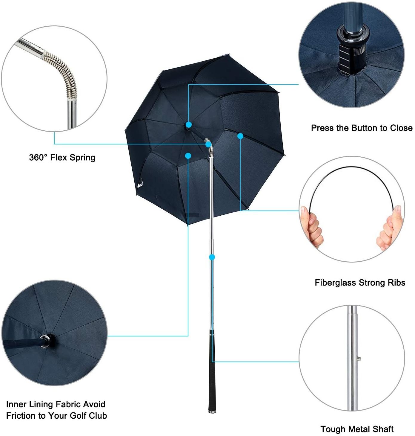 Golf club popular Drizzle Stick Golf Bag Umbrella White Golf Bag Umbrella