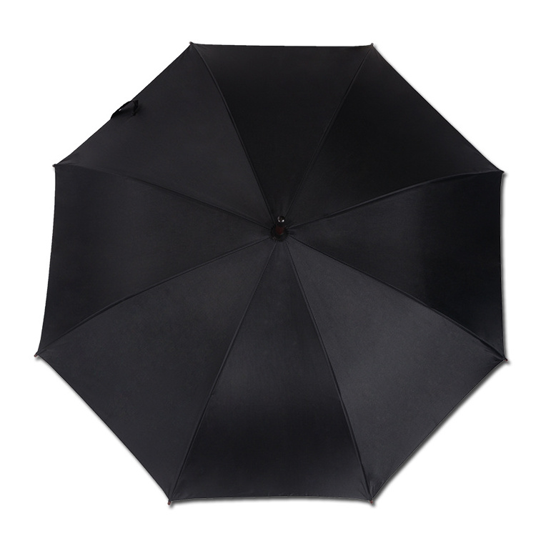 Newest 23Inch x 8 panels black wooden automatic windproof promotion straight umbrella