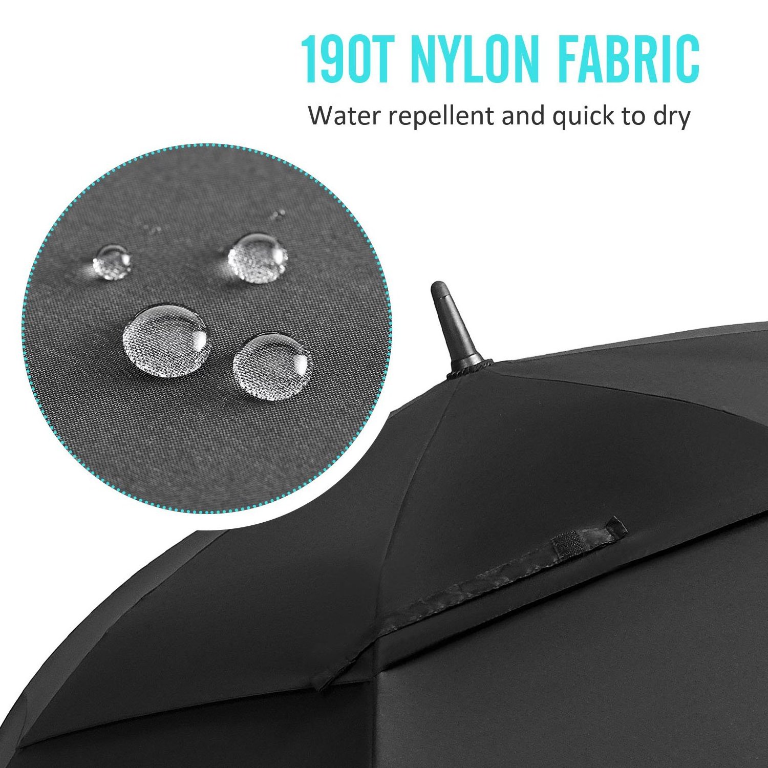 2024 Promotional Auto Open Double Layer Large Black Straight Custom Windproof Golf Umbrella