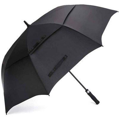 2024 Promotional Auto Open Double Layer Large Black Straight Custom Windproof Golf Umbrella