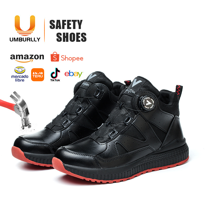 safety shoe boots Comfortable soft and lightweight microfiber leather rand ISO supports OEM/ODM industrial safety shoes for men