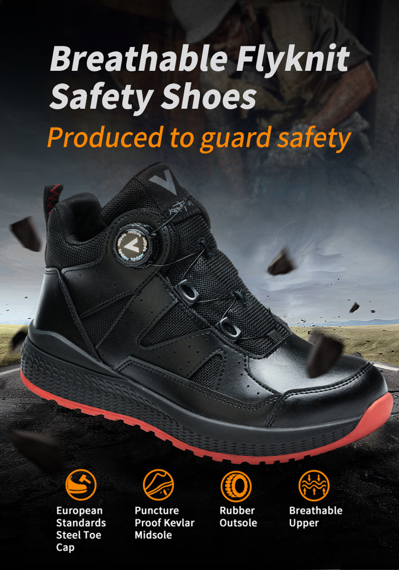 safety shoe boots Comfortable soft and lightweight microfiber leather rand ISO supports OEM/ODM industrial safety shoes for men