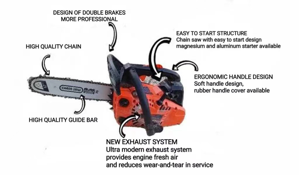 UM Factory Direct 2-Stroke Professional 25cc Chainsaw Gasoline Chainsaw 2500 Petrol Chainsaw with 12 inch bar