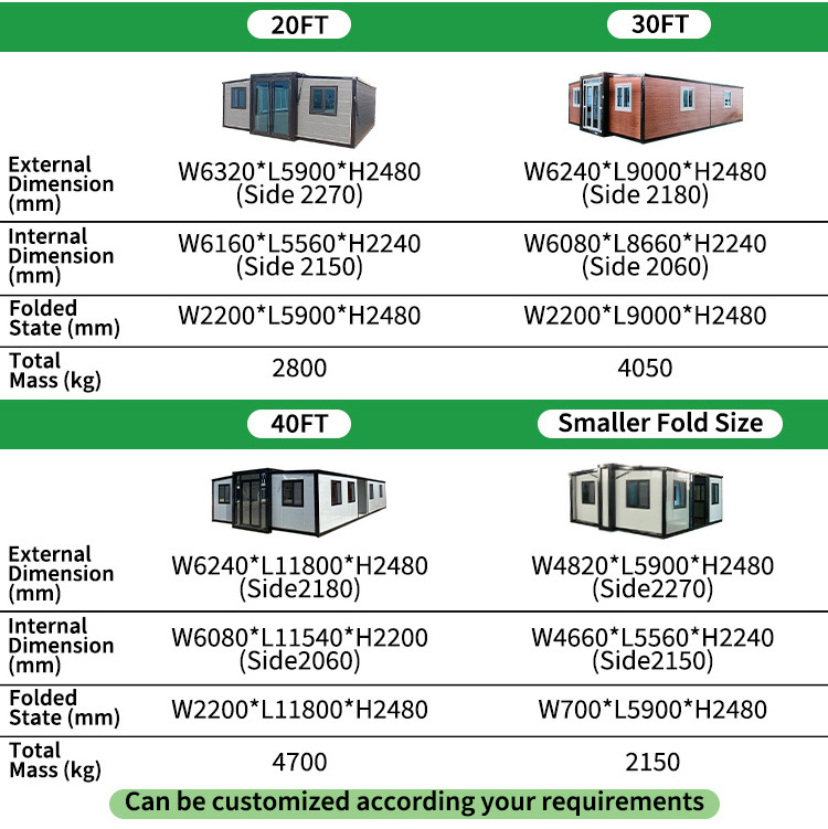 Extended Foldable Prefab Container Homes Foldable Container Transportable House Folding Living Prefab Expandable Cabin