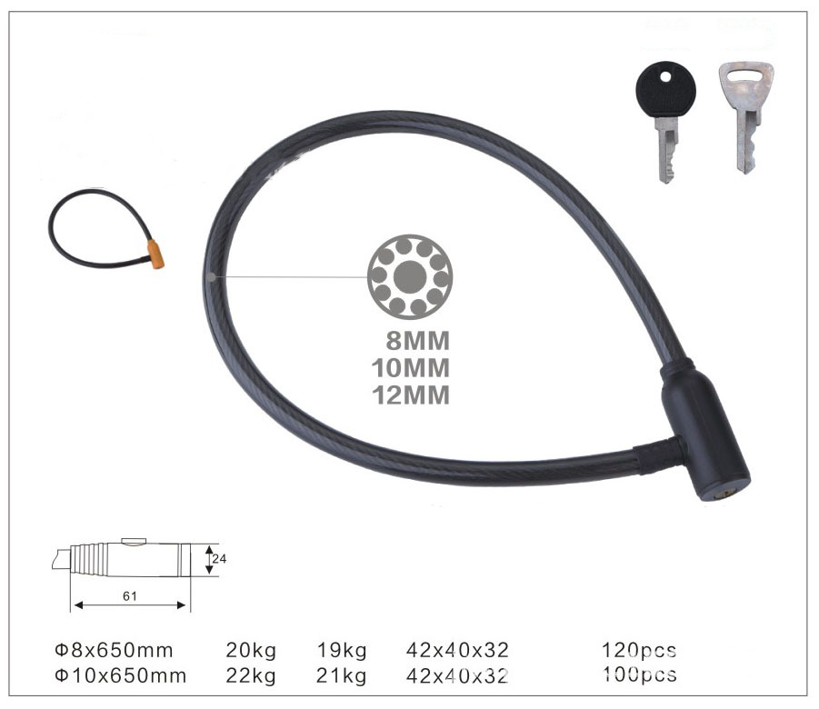 UMEDO Wheel Up Steel Cable Mountain Bicycle Cycling Lock Portable Security Anti-theft Bike Ring Lock