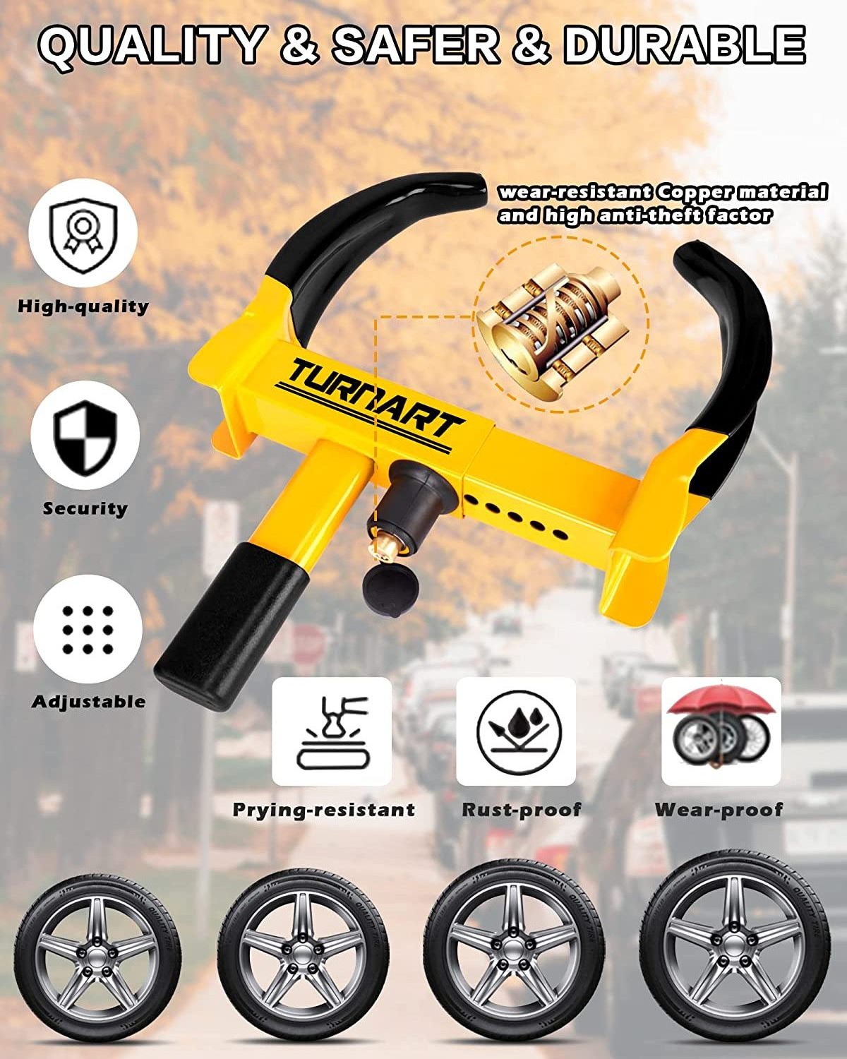 UMEDO factory Outlet Heavy Duty Anti-theft Tire Wheel Clamp Lock