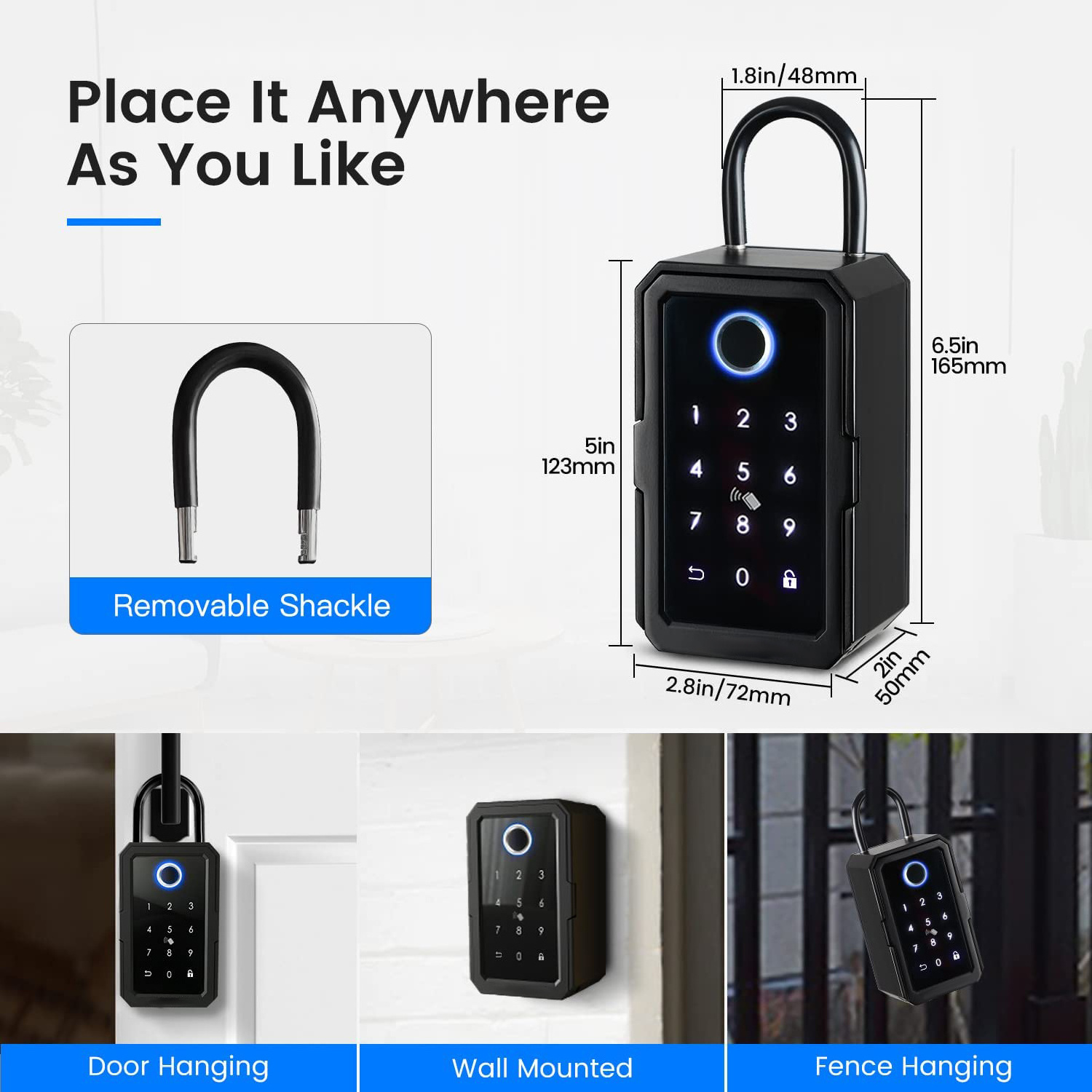 UMEDO Wholesale Waterproof Storage Box Tuya TTlock Digital Znic Alloy Fingerprint IC Card Password Outdoor Wall Smart Key Box