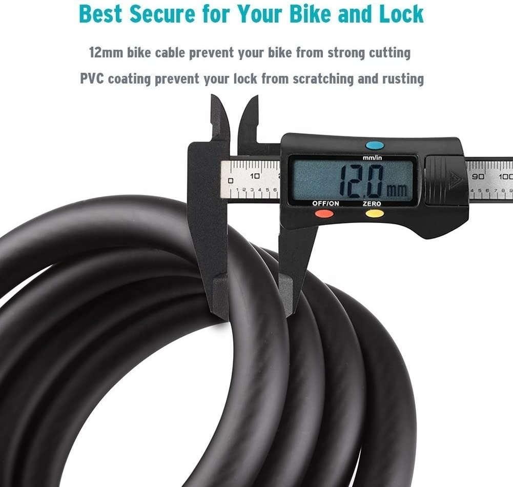 UMEDO 1/2 Inch Diameter Cable Lock Coiled Bike Locks Secure Keys Bike Cable Lock with Mounting Bracket