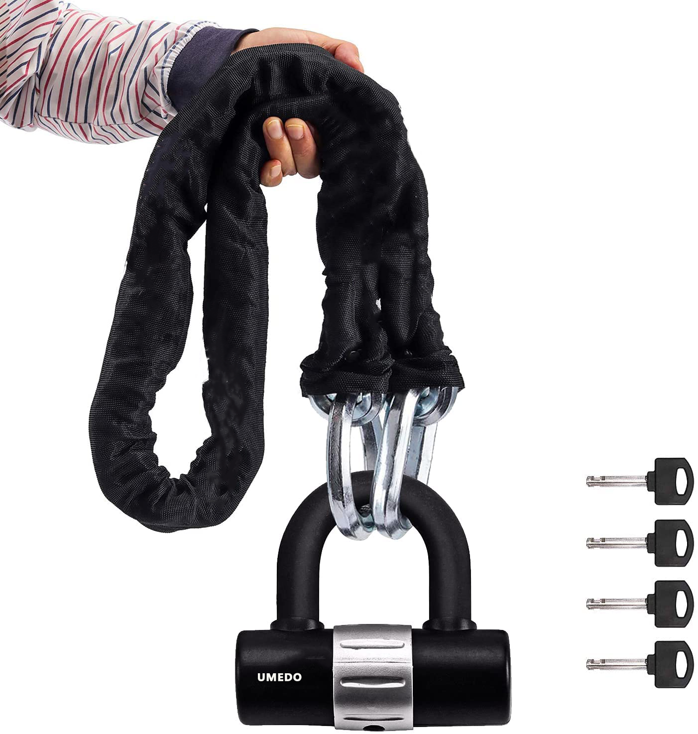 UMEDO Heavy Duty Manganese Steel motorcycle bike bicycle Chain Lock with U-Lock Non-Corrosive Durable   Protector of Valuables