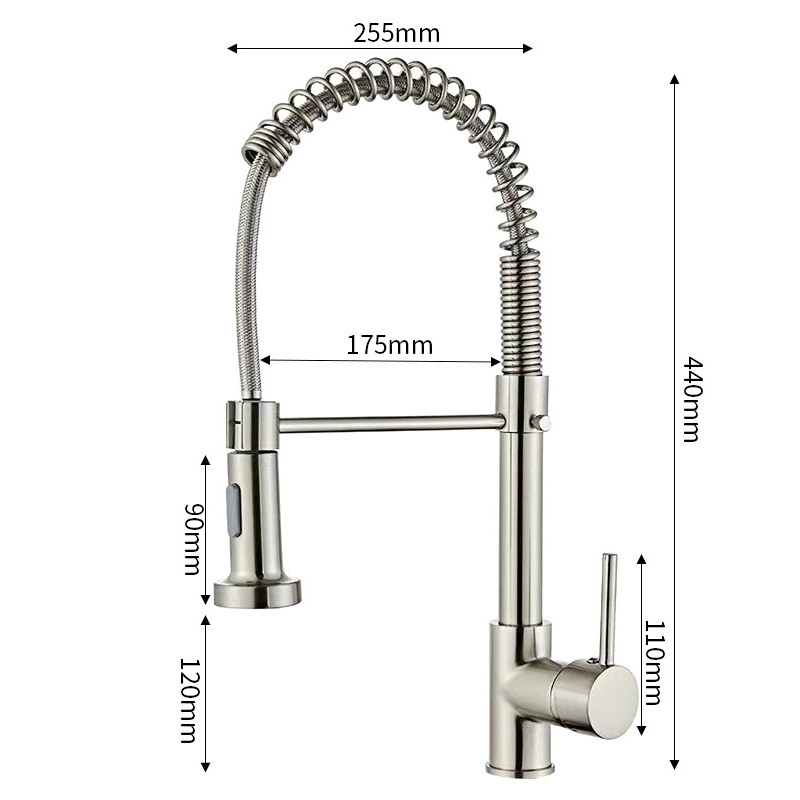 Brass Handle Pull Out Sprayer Hot Cold  Water Sink Kitchen Faucet