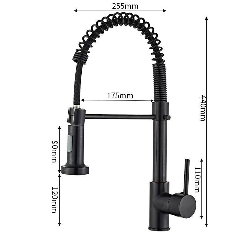 Brass Handle Pull Out Sprayer Hot Cold  Water Sink Kitchen Faucet