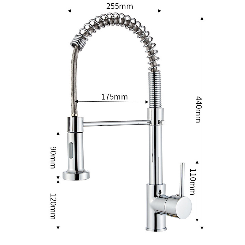 Brass Handle Pull Out Sprayer Hot Cold  Water Sink Kitchen Faucet