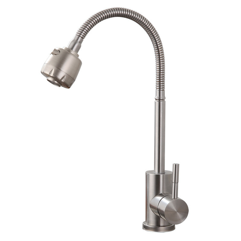 New Style Single Handle Hot and Cold Water Deck Mounted 304 Stainless Steel Kitchen Faucet Mixer