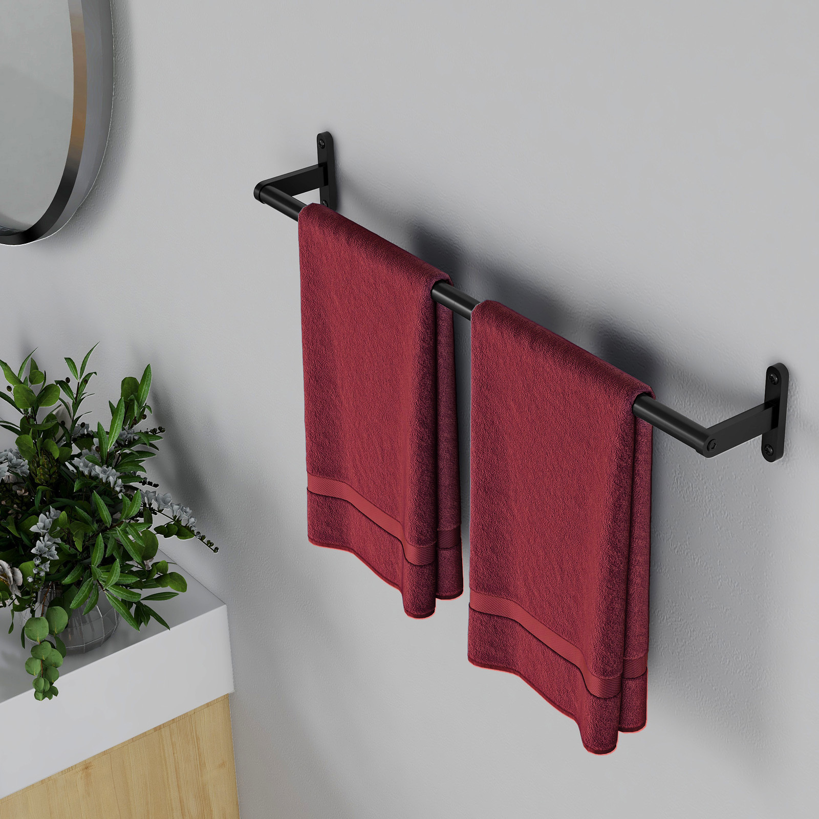 Customizable 24 Inch towel bar Hotel accessories behind door black bathroom towel rack