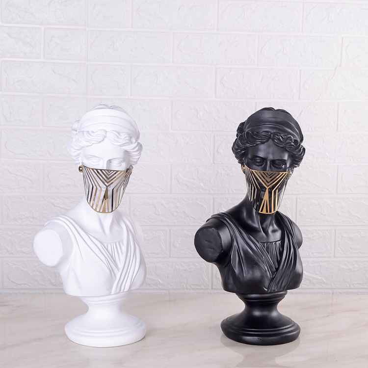 Simple Modern Resin Head Sculpture Light Luxury Soft Decoration Model House Craft Decoration Living Room Decoration