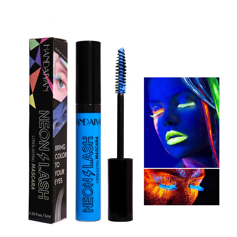 2023 Colorful Waterproof Long Lasting Neon Fluorescent Vibrant Charming Mascara Halloween UV Mascara