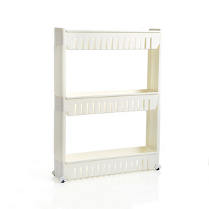 3 tiers Plastic slim shelf Slide Out storage shelf for kitchen and bathroom