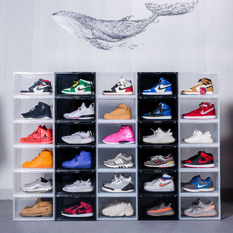 IMODE High Quality Stackable Side Open Door magnet Shoe Box Storage Sneaker Shoe Rack for Under Bed