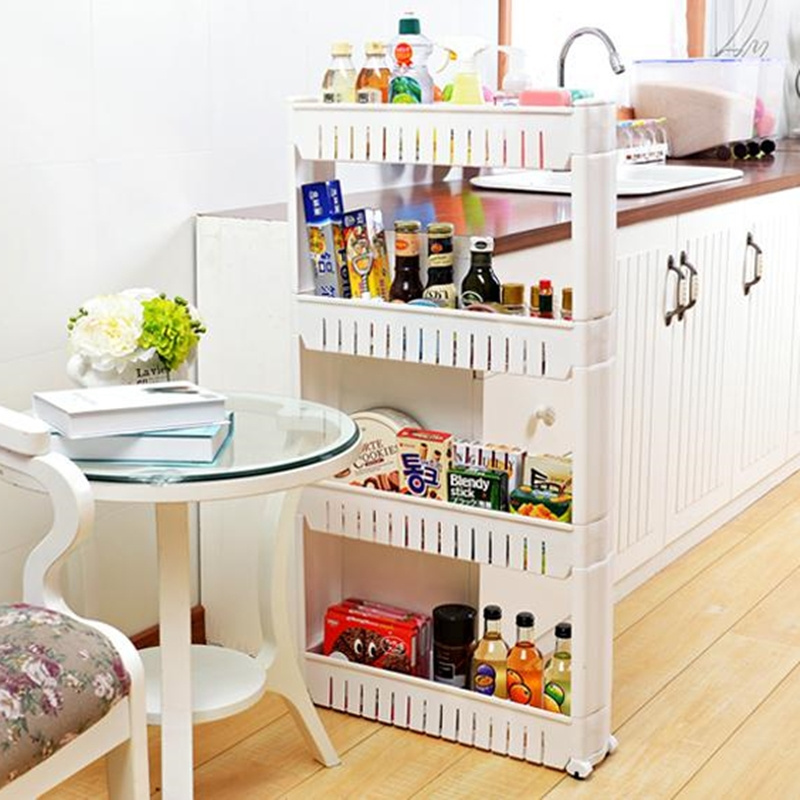 4-tier multi-functional slim storage cart narrow space bathroom storage shelf organizer plastic organizer kitchen racks