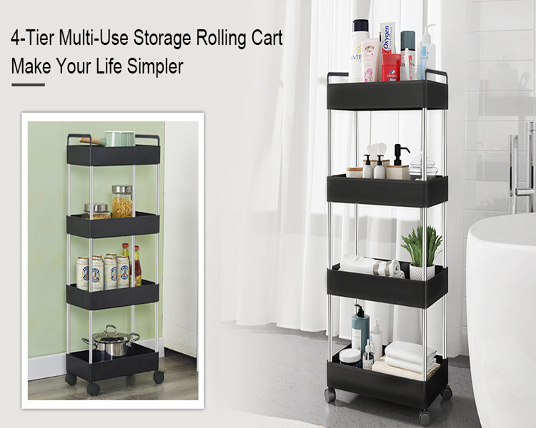 Classics Trolley Organizer Multipurpose Rolling Kitchen Cart Store 3 Tier Storage folding Rack Shelf Utility storage tower