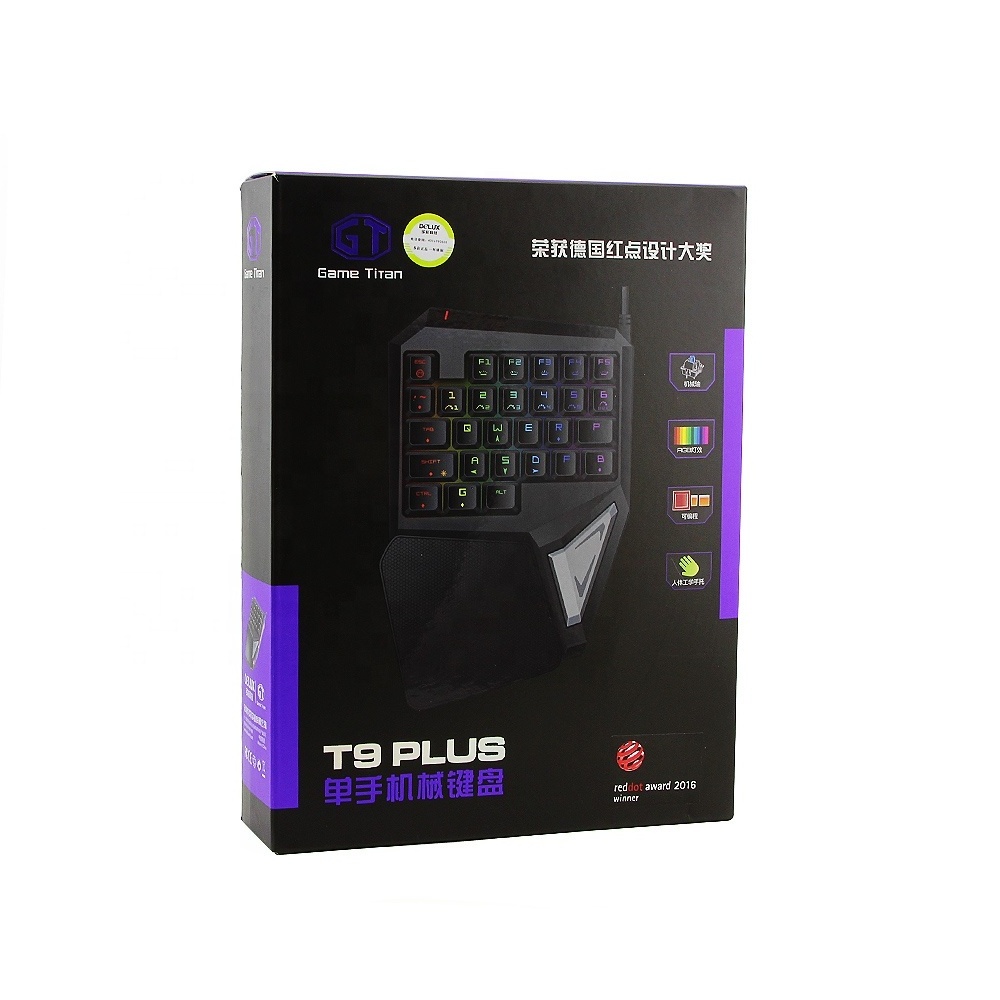 2019 Delux T9 Pro 7 Colors LED Backlit mini Single Hand Gaming Keyboard