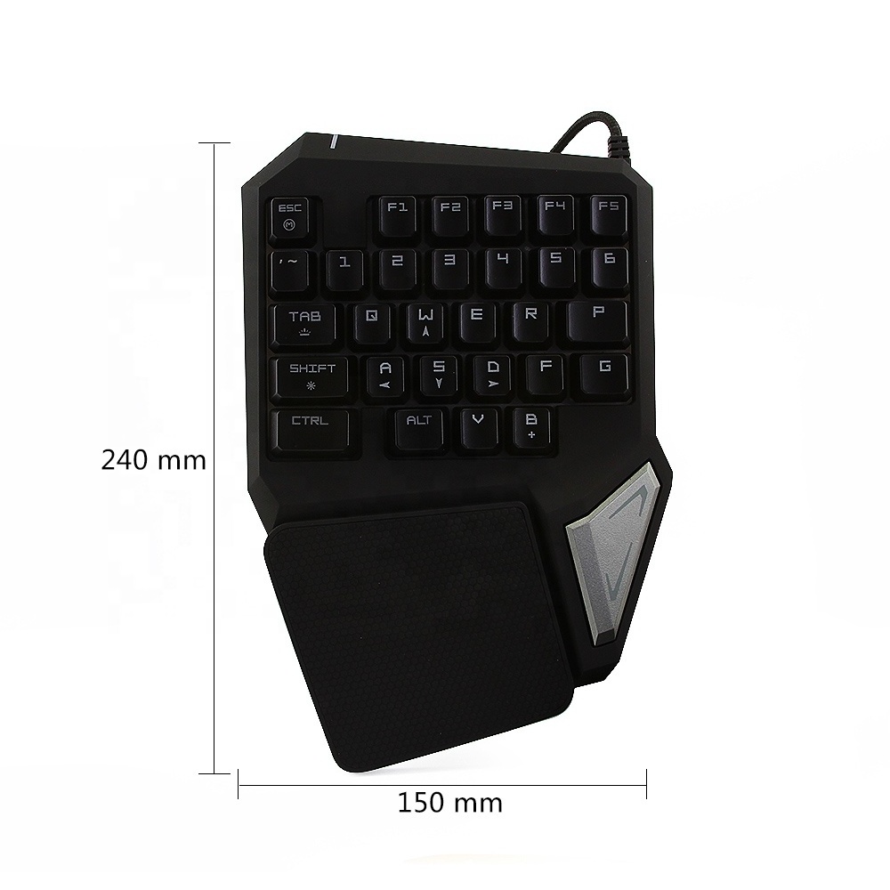 2019 Delux T9 Pro 7 Colors LED Backlit mini Single Hand Gaming Keyboard