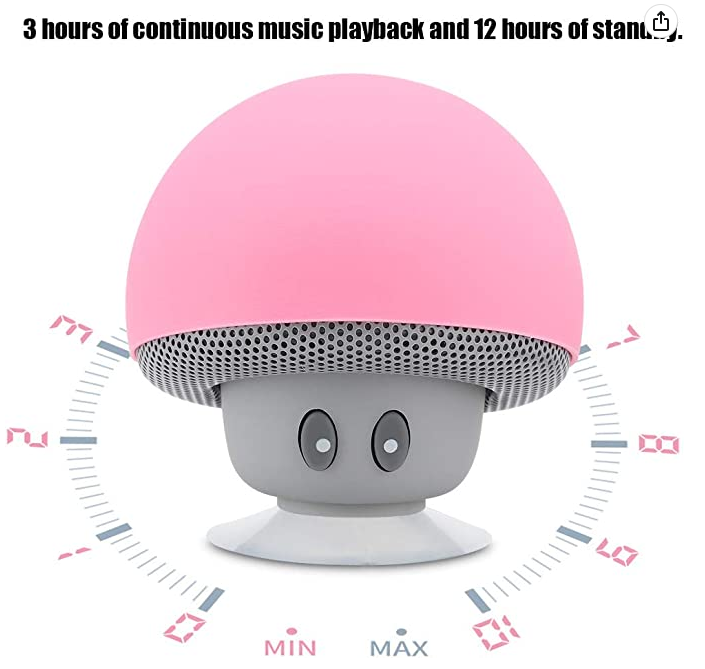 Mini  Wireless Bluetooth Speaker  Pink Mushroom Bluetooth 3.0 USB Charging Speaker Subwoofer With Suction Cup Function