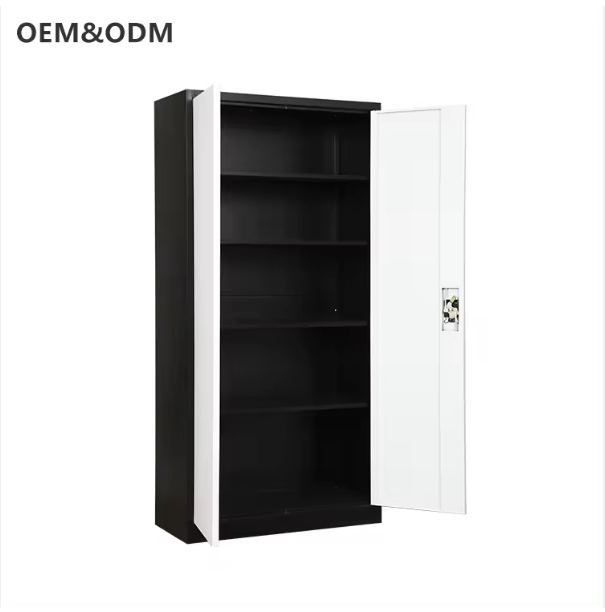 Metal Swing Door Steel Storage Cabinet Filing Cabinet with 4 Adjustable Shelves Cupboard Suit for Home Office