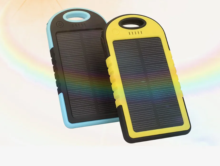 portable solar charger solar panel battery bank 5000mAh Portable External Backup Outdoor Cell Phone Battery Charger With LED