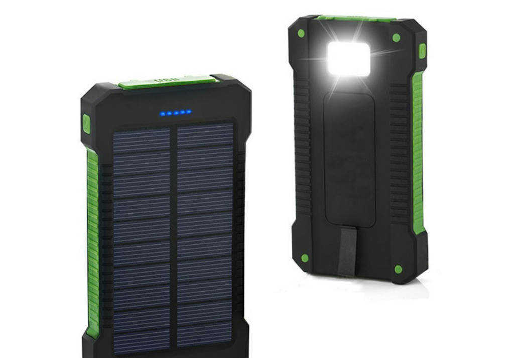 Portable Rechargeable Power Bank Solar Phone Charger 10000 Mah With Led Flashlight