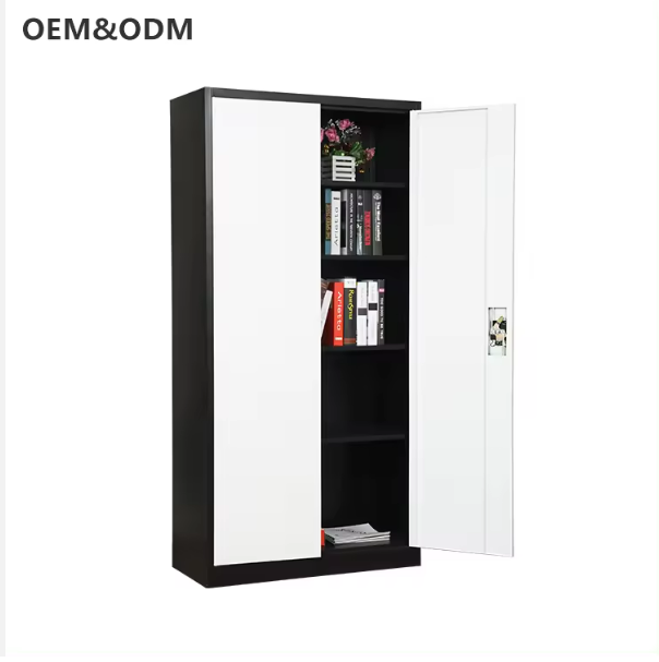 Metal Swing Door Steel Storage Cabinet Filing Cabinet with 4 Adjustable Shelves Cupboard Suit for Home Office