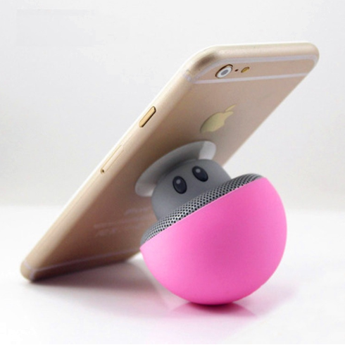 Mini  Wireless Bluetooth Speaker  Pink Mushroom Bluetooth 3.0 USB Charging Speaker Subwoofer With Suction Cup Function