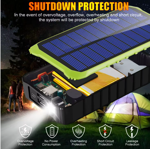 Solar Powered Power Bank Quick Charge Portable Solar Phone Charger Waterproof Solar Battery Pack For Phone