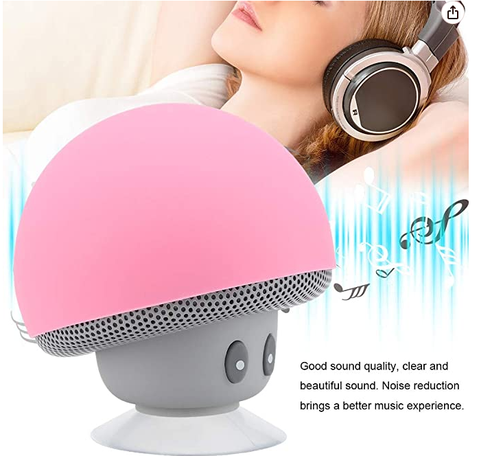 Mini  Wireless Bluetooth Speaker  Pink Mushroom Bluetooth 3.0 USB Charging Speaker Subwoofer With Suction Cup Function