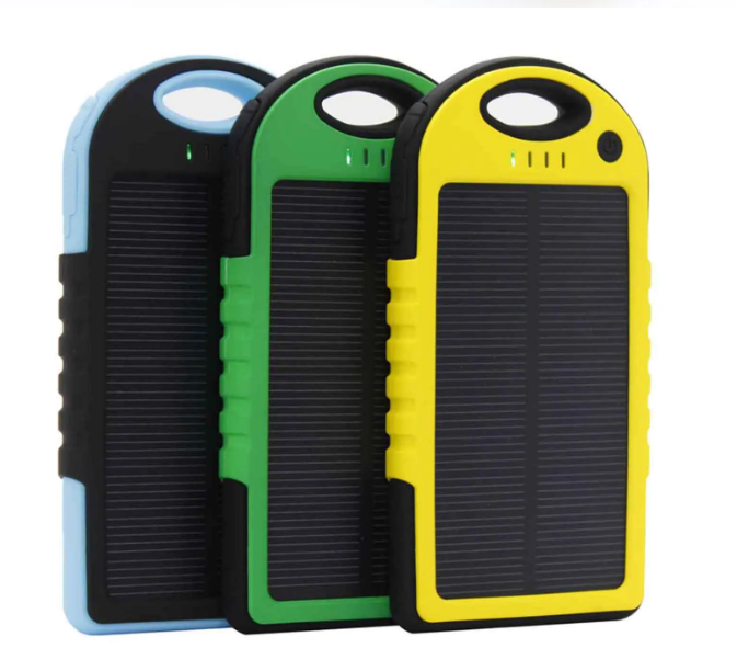 portable solar charger solar panel battery bank 5000mAh Portable External Backup Outdoor Cell Phone Battery Charger With LED