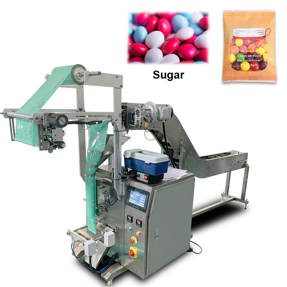 Semi-auto Chain Bucket Screw Packaging Biscuits Meatball Dumplings Banana Chips Puffy Frozen Sea Food Sealing Packing Machine