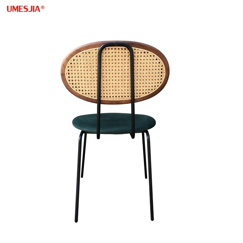 Modern Home Restaurant Furniture metal dining chair velvet cushion coffee chair rattan chair