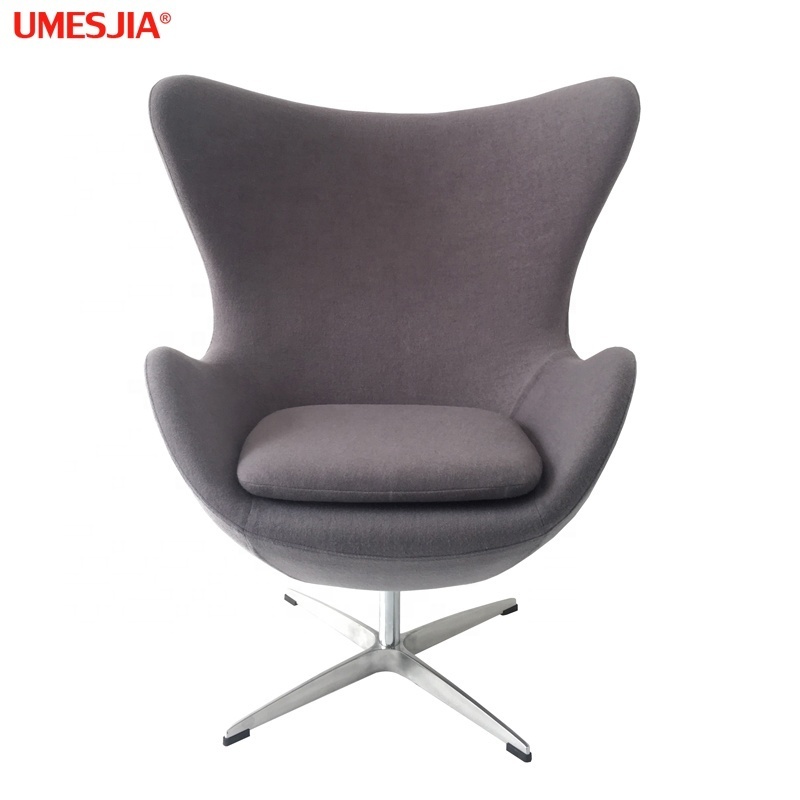 Modern Designer Aluminum  legs Armchair Velvet Living Room Lounge Chair Upholstered Fabric egg chair